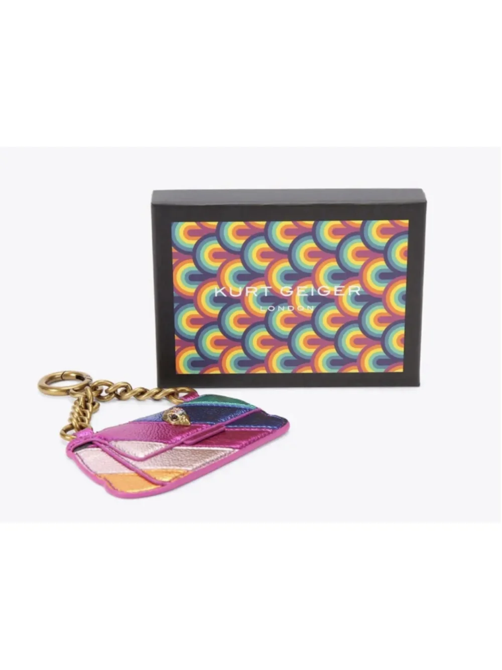 Kurt Geiger London Kensington Rainbow Key Ring Bag Charm Eagle NWT - Picture 9 of 11